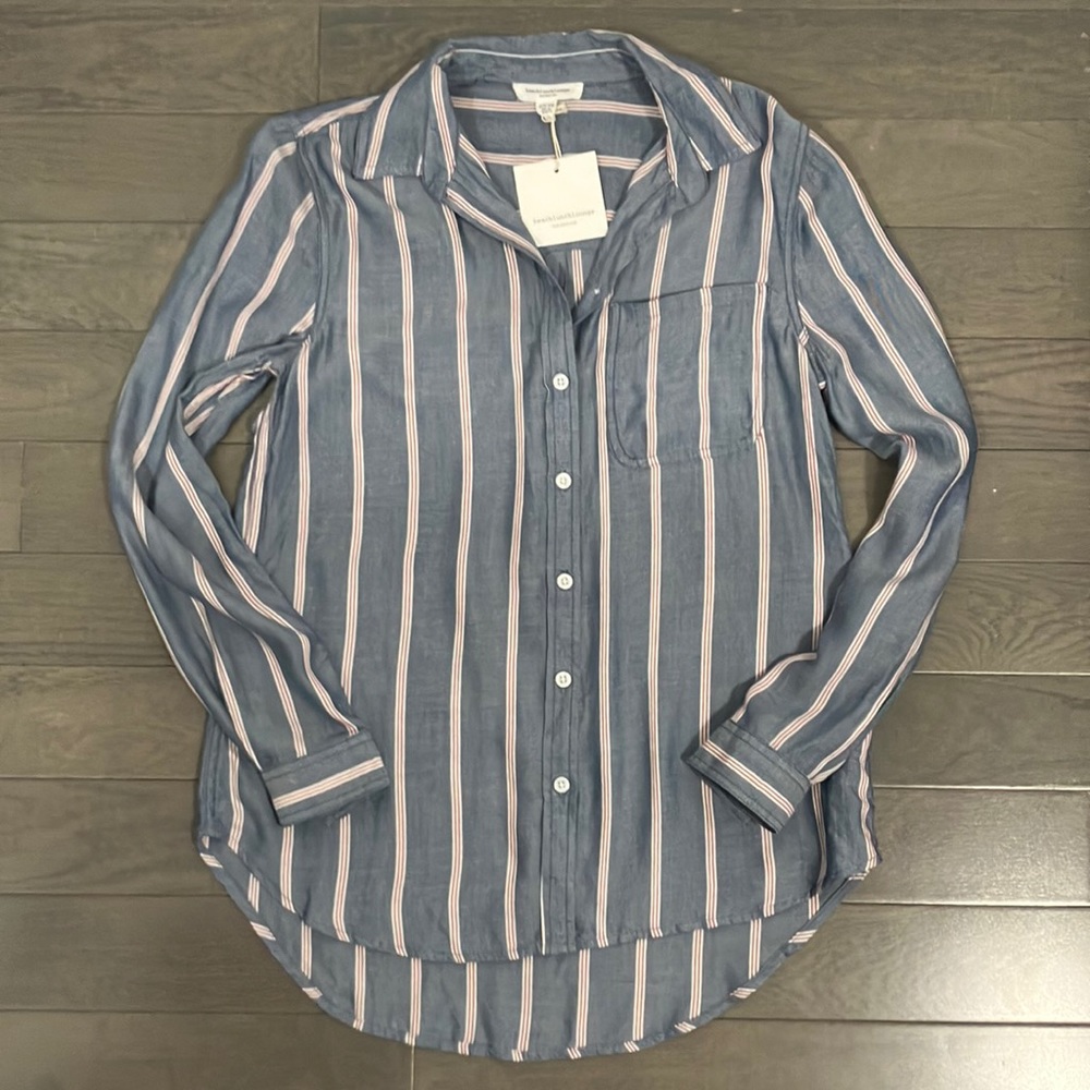 NWT beachlunchlounge Striped Button Down Shirt Size XS